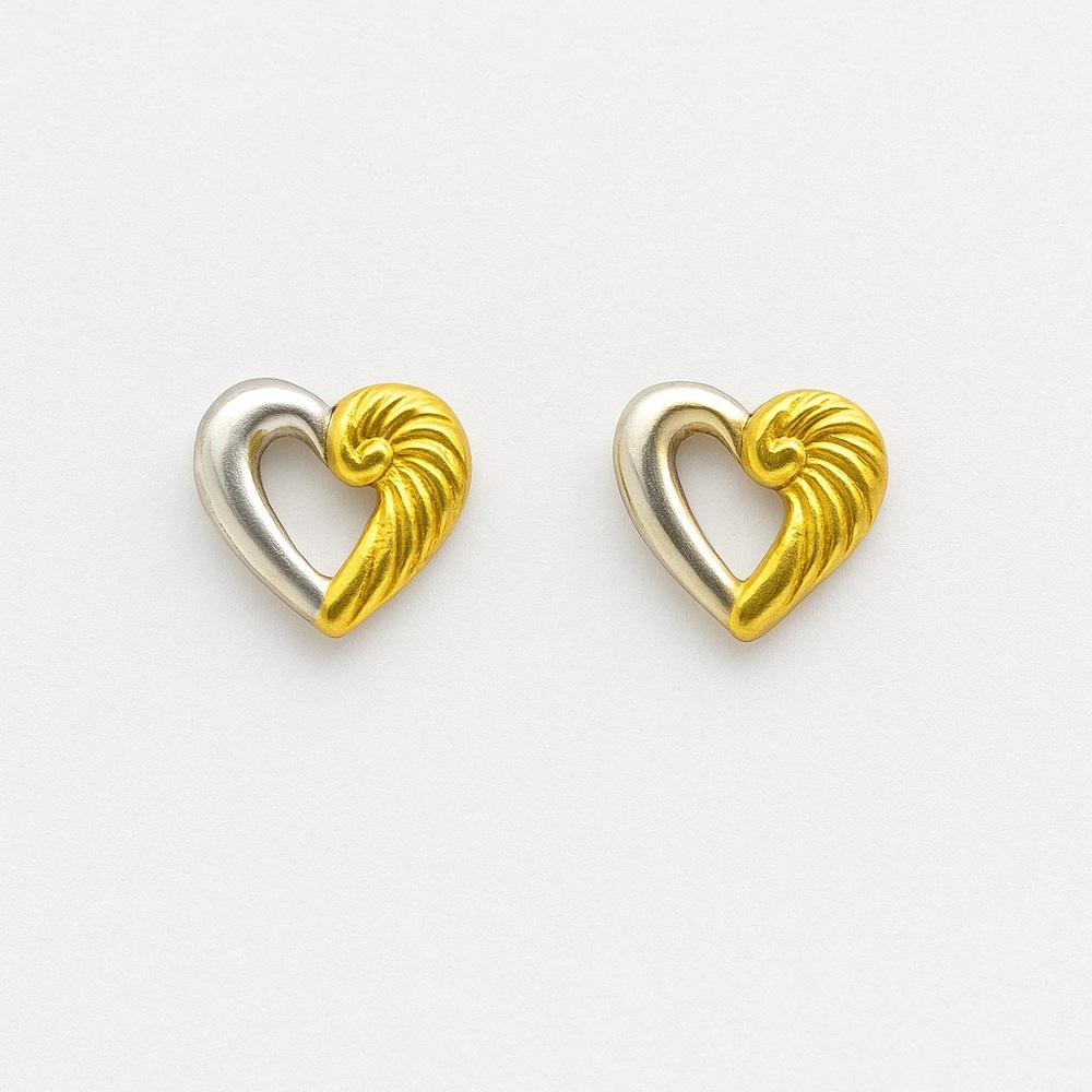 Brighton Open Heart Gold Silver Stud Earrings